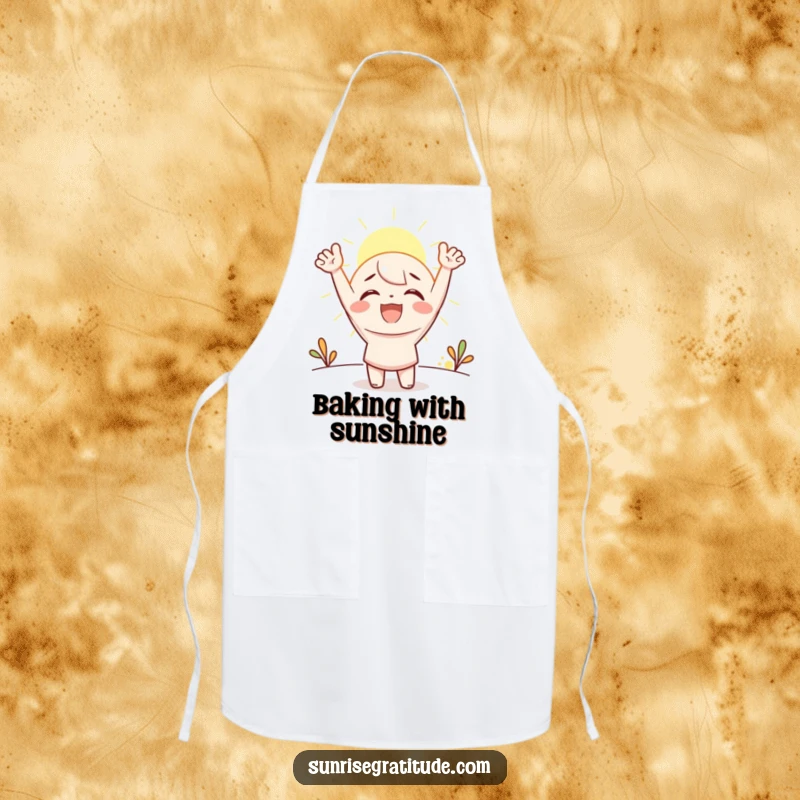 Funny Apron: A character gleefully celebrating the sunrise while cooking, bringing joy to the kitchen.