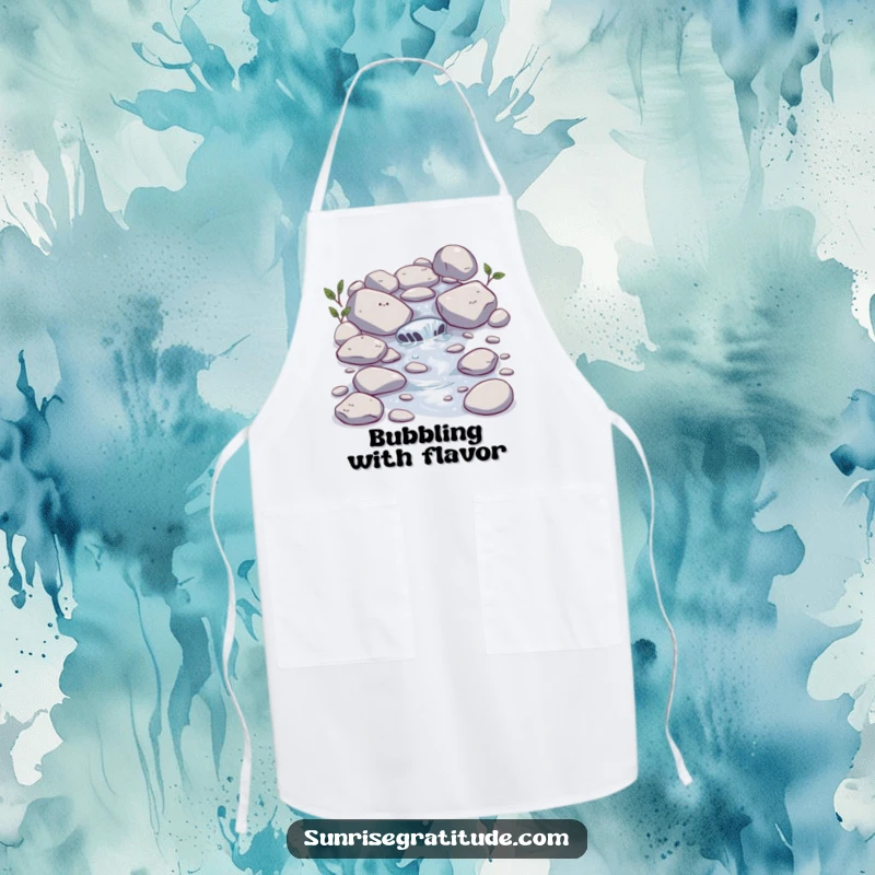 Funny Stream Apron: A happy little stream bubbles over stones, adding a splash of natural humor to your kitchen.