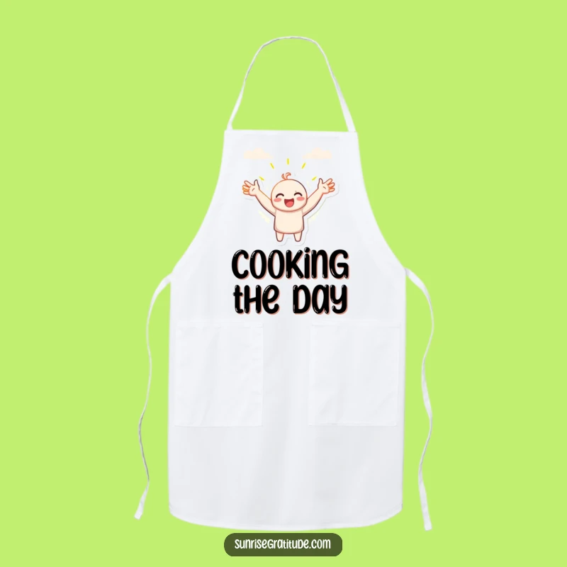 Funny Embrace New Day Apron: Cheerful Character Cooking Morning, Practical Funny Gift