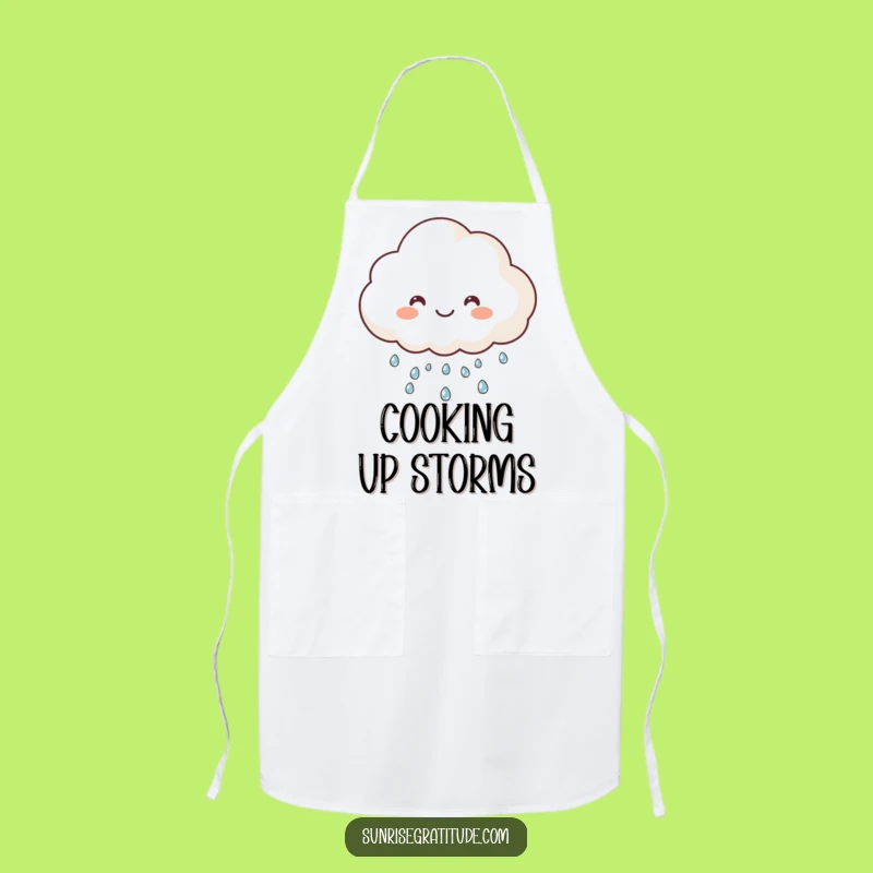 Funny Happy Cloud Apron: Cook with Joyful Dew Rain, Humorous Kitchen Gift for Happy Chefs