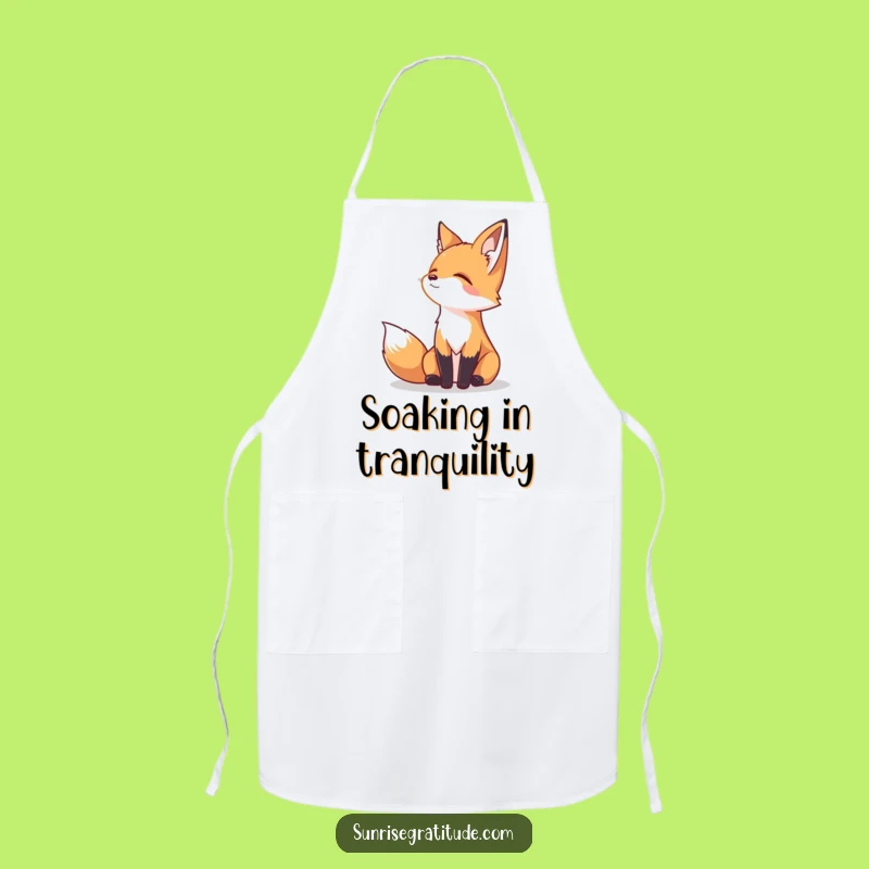 Funny Serene Fox Apron: Peaceful Kitchen Art, Humorous Cooking Gift for Fox Lovers
