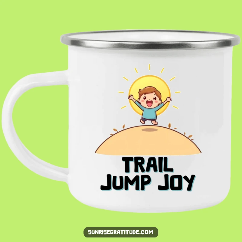 Funny Sunrise Leap Camp Mug - Playful Character Outdoor Gift