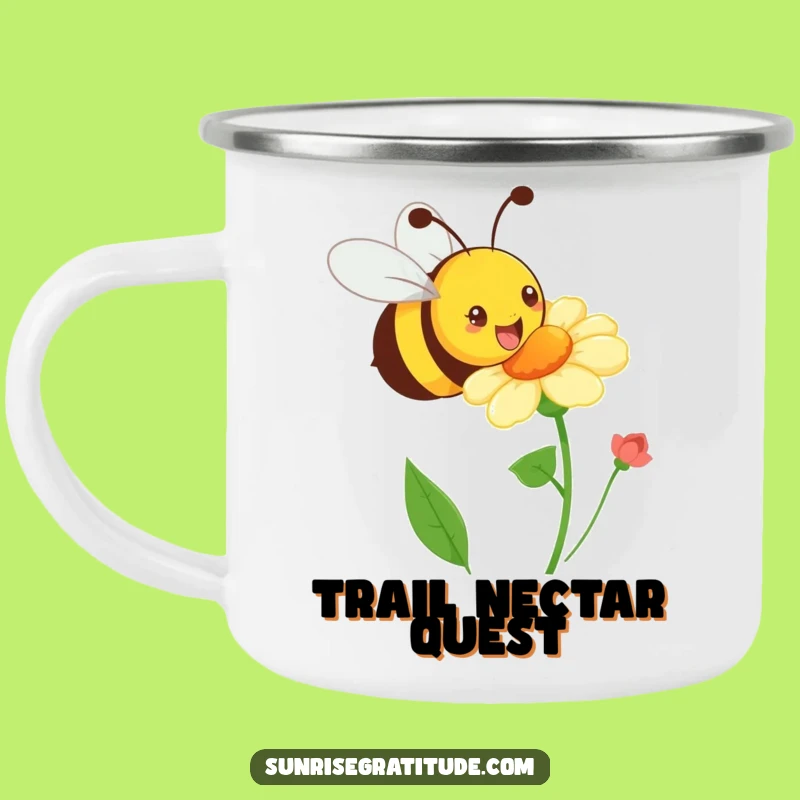 Funny Playful Bee Camping Mug: Sip Buzz Outdoors, Humorous Gift for Nature Lovers