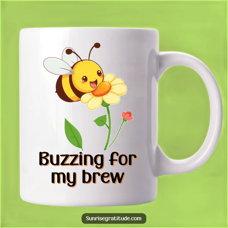 Funny Playful Bee Mug: Happy Buzzing Gift, Perfect Humorous Delight for Flower Lovers