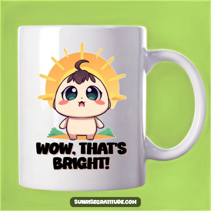 Funny Amazed Sunrise Mug: Wide-Eyed Character Wonder Gift