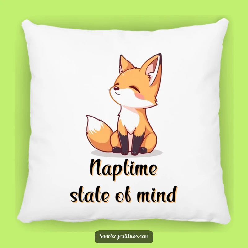Funny Serene Fox Pillow: Peaceful Horizon Accent Pillow, Cozy & Humorous Gift