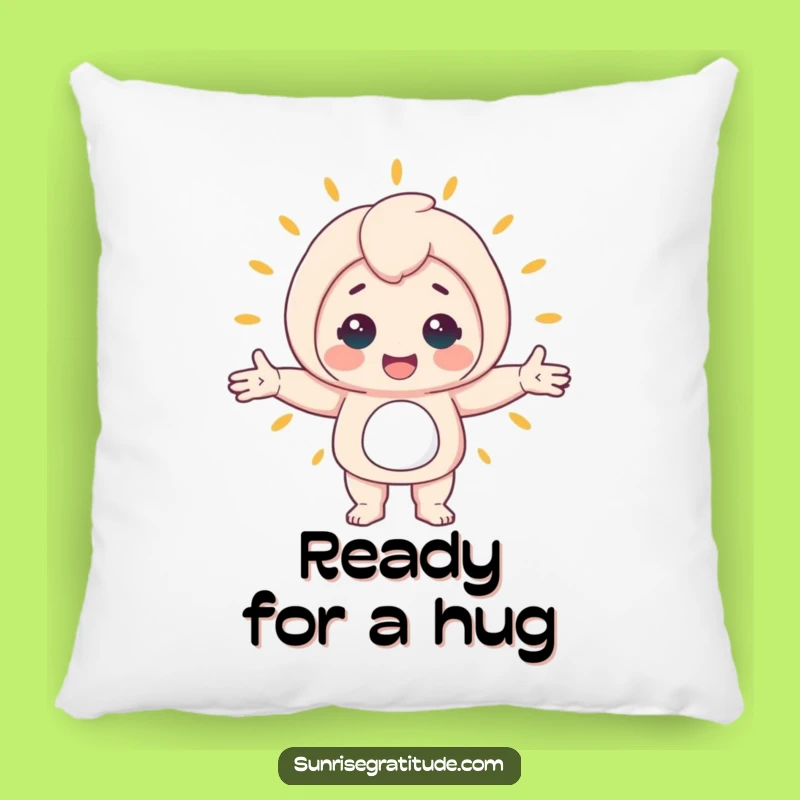 Funny Awakening World Pillow: Cheerful Character Hugging Joy, Comfy Funny Gift for Cozy Vibes