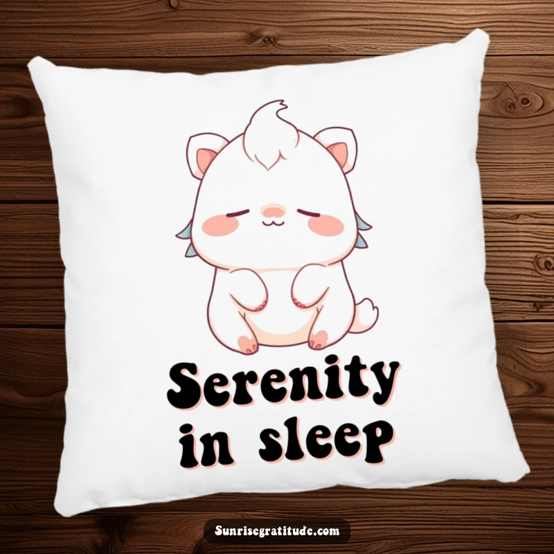 Funny cute creature pillow smiling and breathing peacefully, perfect for calm comfort and humor.