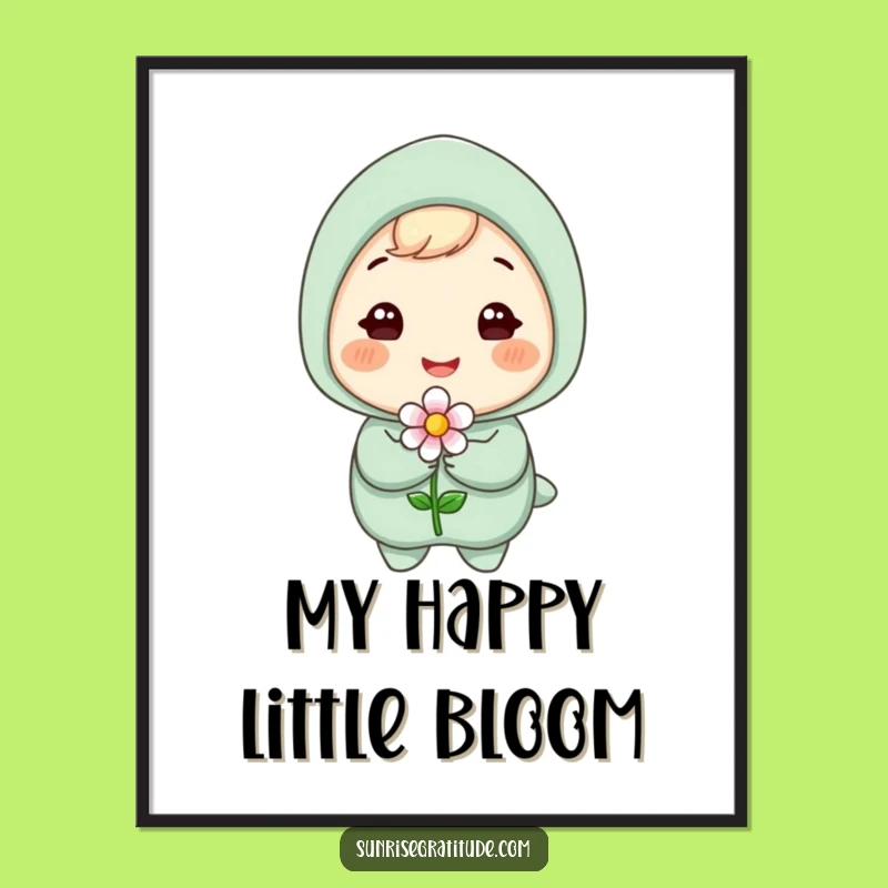 Funny Blooming Flower Digital Art: Gleeful Character's Smile, Instant Funny Gift