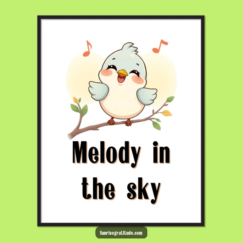 Funny Smiling Bird Digital Art: Joyful Dawn Tune Decor, Humorous Gift for Instant Uplift