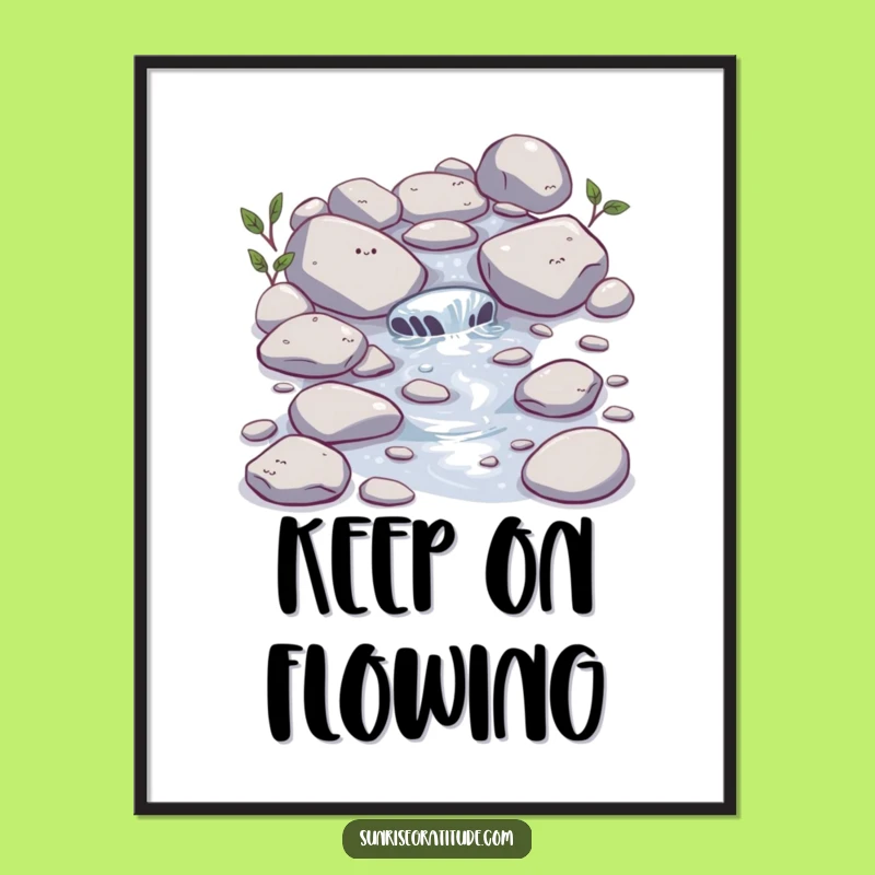 Funny Stream Digital Art: Bubbling Peace, Perfect Humorous Gift Print