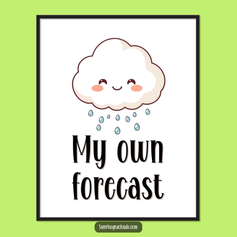 Funny Happy Cloud Digital Art: Joyful Dew Rain Decor, Humorous Gift for Instant Wall Cheer