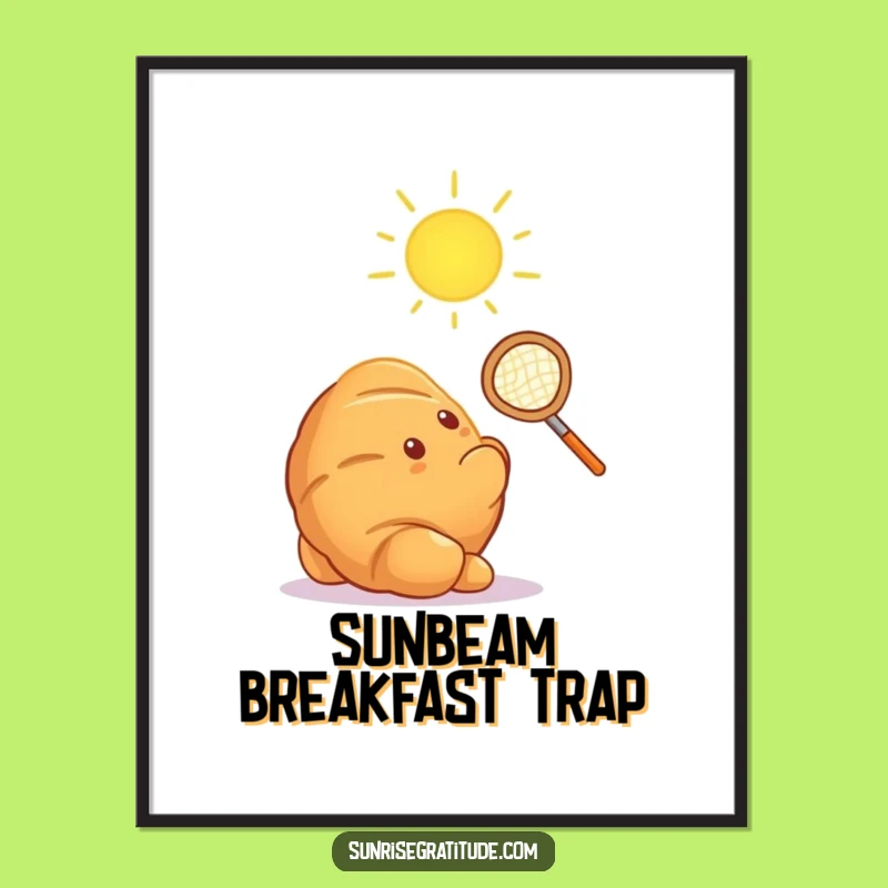 Funny Croissant Sun Catcher Digital Art: Whimsical Charm, Unique Funny Gift
