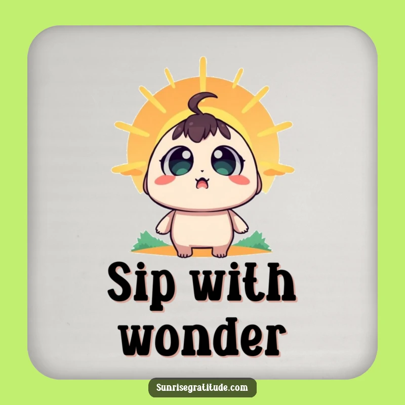 Funny Amazed Sunrise Coasters: Protect Surfaces with Wonder Art