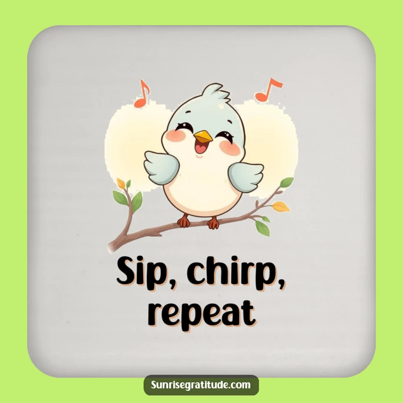 Funny Smiling Bird Coasters: Protect with Dawn Tunes, Humorous Gift for Tabletop Melodies