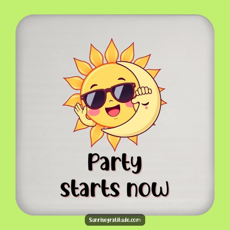 Funny Sun & Moon High Five Coasters: Set of 4 Celestial Gifts