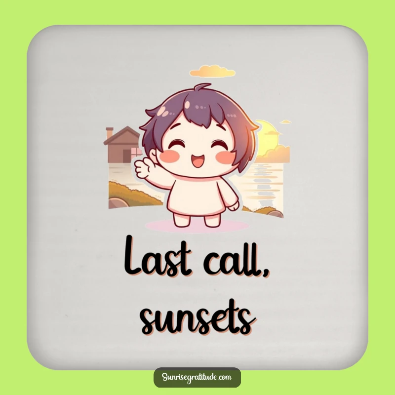 Funny Sunset Coasters: Smiling Protection, Hilarious Funny Gift!