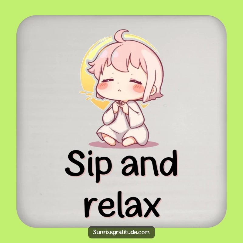 Funny Peaceful Sunrise Exhale Coaster: Protect Surfaces, Zen Morning Funny Gift