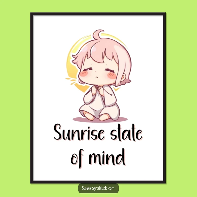 Funny Peaceful Sunrise Exhale Poster: Zen Morning Art, Wall Decor Funny Gift