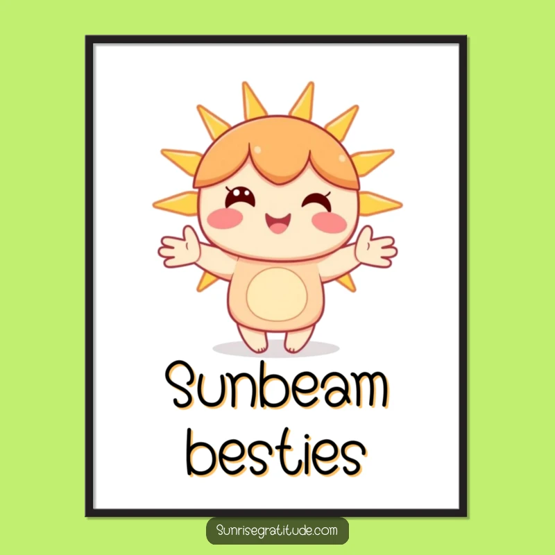 Funny Sunbeam Smile Poster - Happy Character Art Print Gift