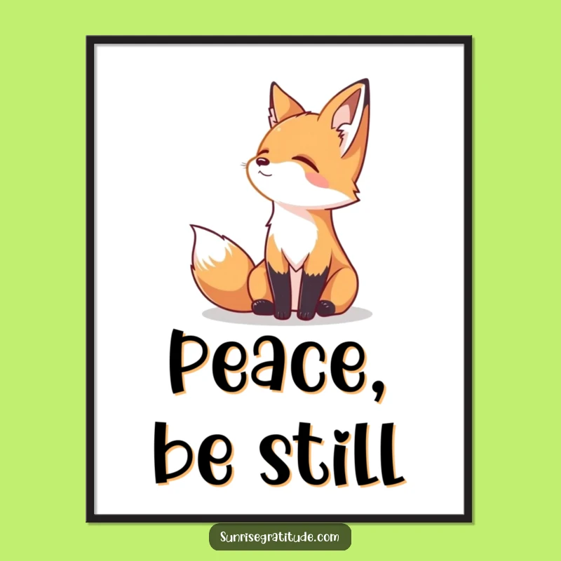 Funny Serene Fox Poster: Peaceful Horizon Wall Art, Humorous & Inspiring Gift