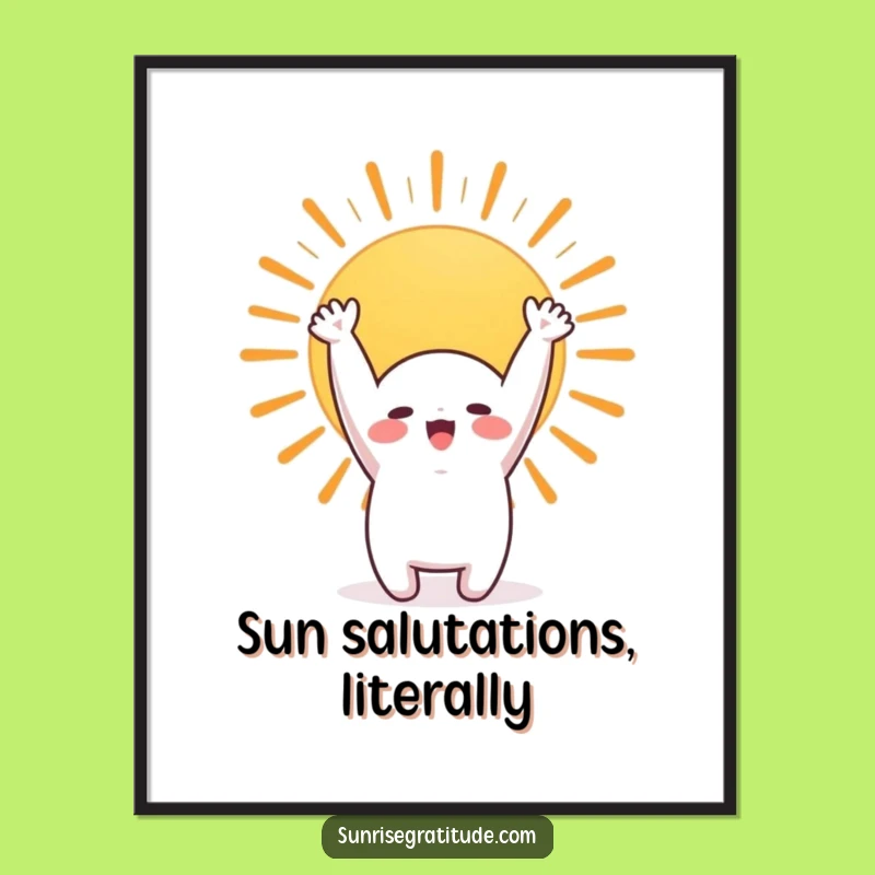 Funny Morning Stretch Poster - Cute Character Sun Art Print Gift
