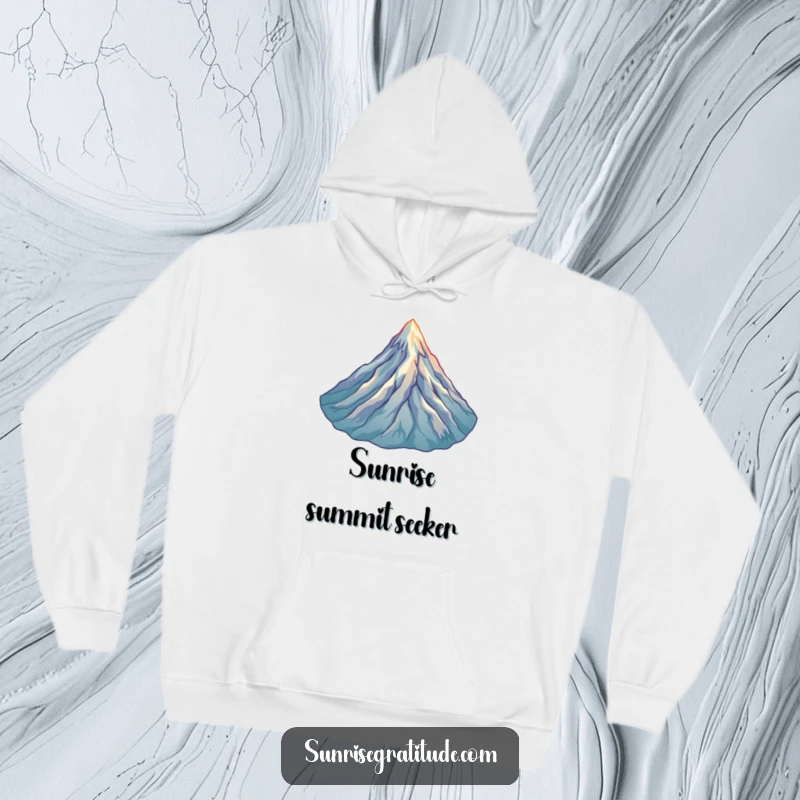 Funny Mountain Peak Hoodie: A joyful mountain peak greets the first light, offering cozy humor for adventurers.