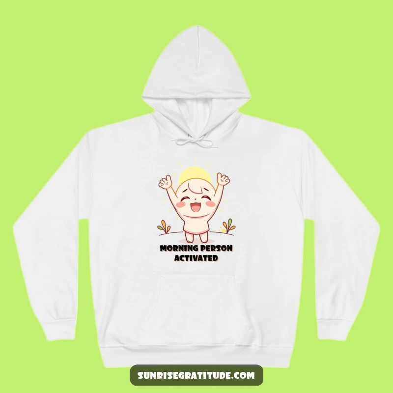 Funny Cozy Sunrise Hoodie: Warm Up with a Cheerful Character's Joy