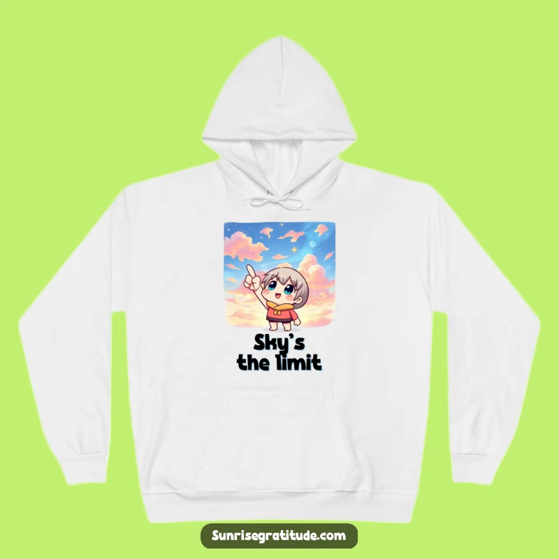 Cozy Skyward Pointing Hoodie: Colorful Sky Art, Your Ultimate Funny Gift!