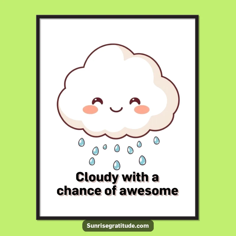 Free Printable Wall Art: Funny Cloud Dew Art, Quirky Downloadable Decor
