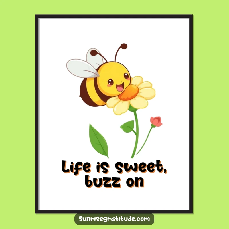 Free Printable Wall Art: Buzzing Bee Art, Downloadable Decor
