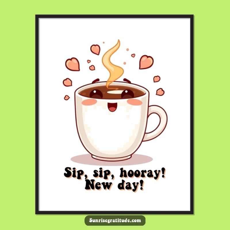 Funny Free Printable Wall Art: Energetic Coffee Cup Vibes! Downloadable Art for Cozy Kitchens