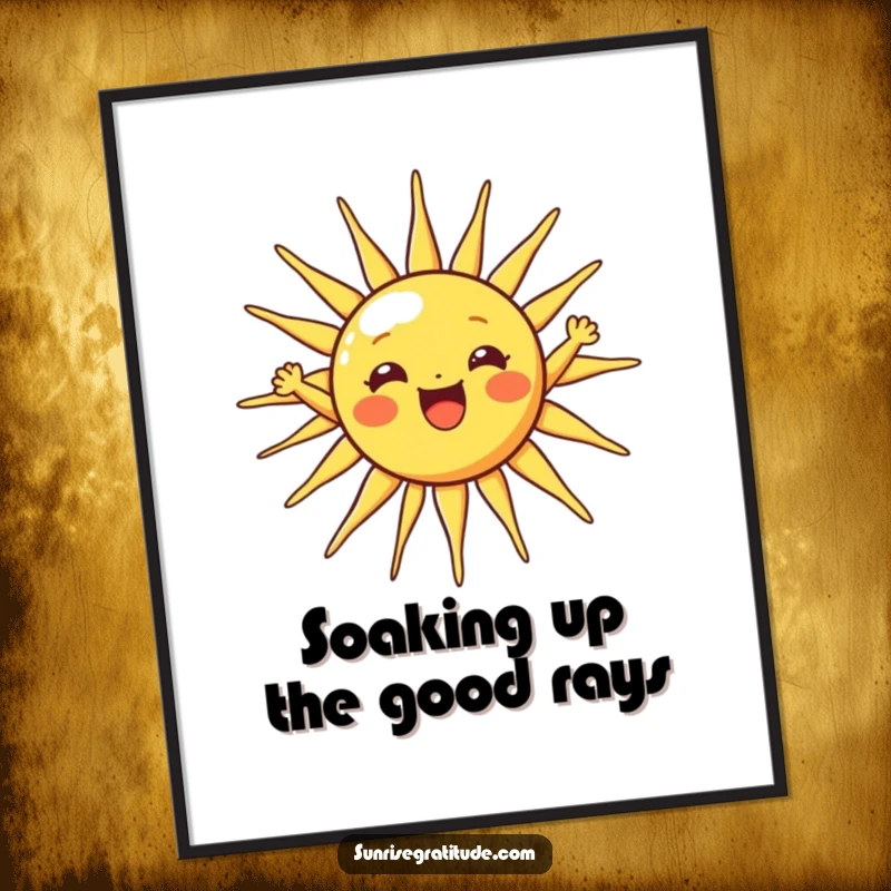 Free Printable Sun Wall Art showing a cheerful sun stretching its rays wide, ideal for bright and humorous decor.