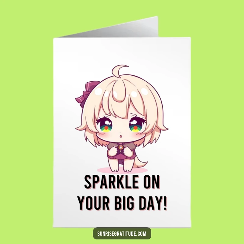 Free Printable Birthday Card: Sparkling Eyes Funny Character Downloadable Gift