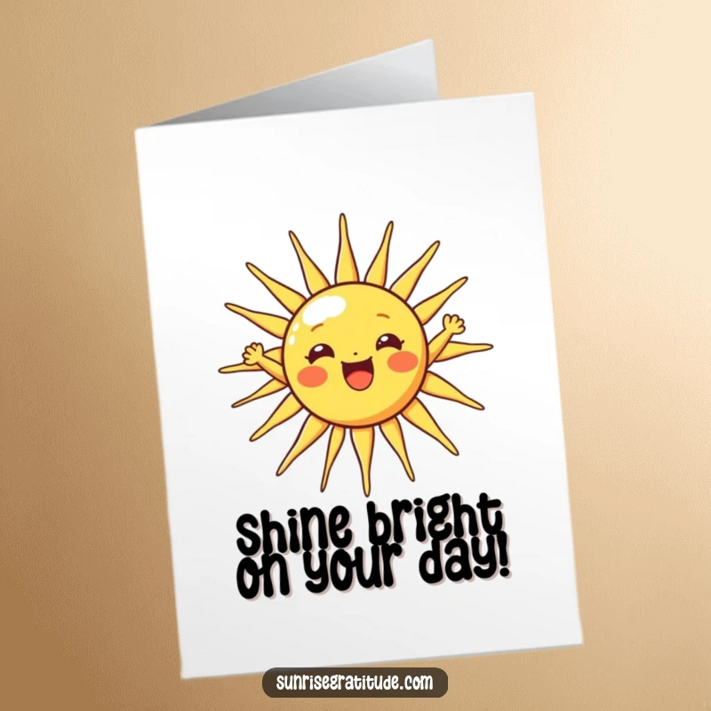 Free Printable Birthday Card featuring a cheerful sun character stretching its rays wide, perfect for a bright celebration.