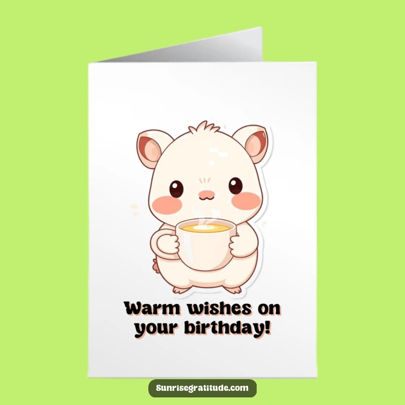Free Printable Birthday Card: Cozy Creature, Funny Downloadable Gift for Warm Wishes