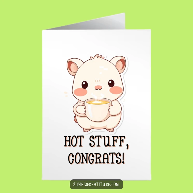 Free Printable Congrats Card: Cozy Creature, Humorous Downloadable for Your Success