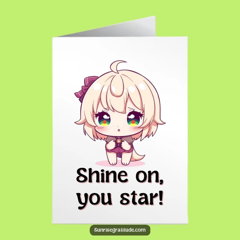 Free Printable Congrats Card: Sparkling Eyes Funny Character Downloadable