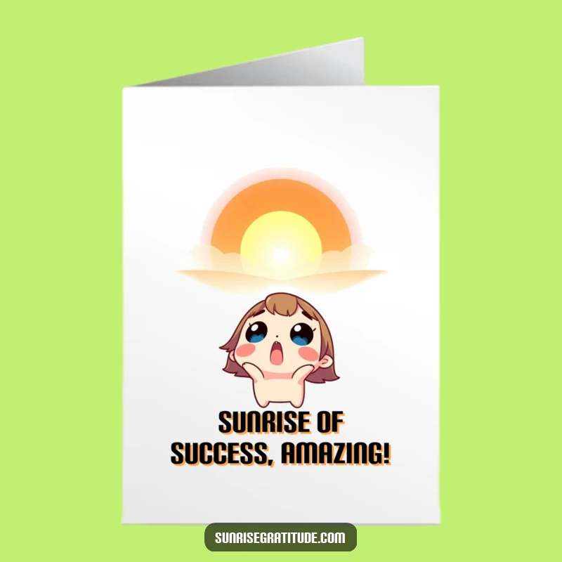 Free Printable Congrats Card: Surprised Character Sunrise Awe Funny Downloadable Gift