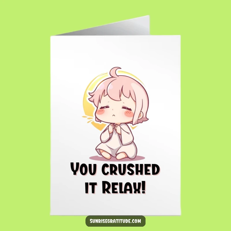 Free Printable Congrats Card: Peaceful Sunrise Funny Character Downloadable