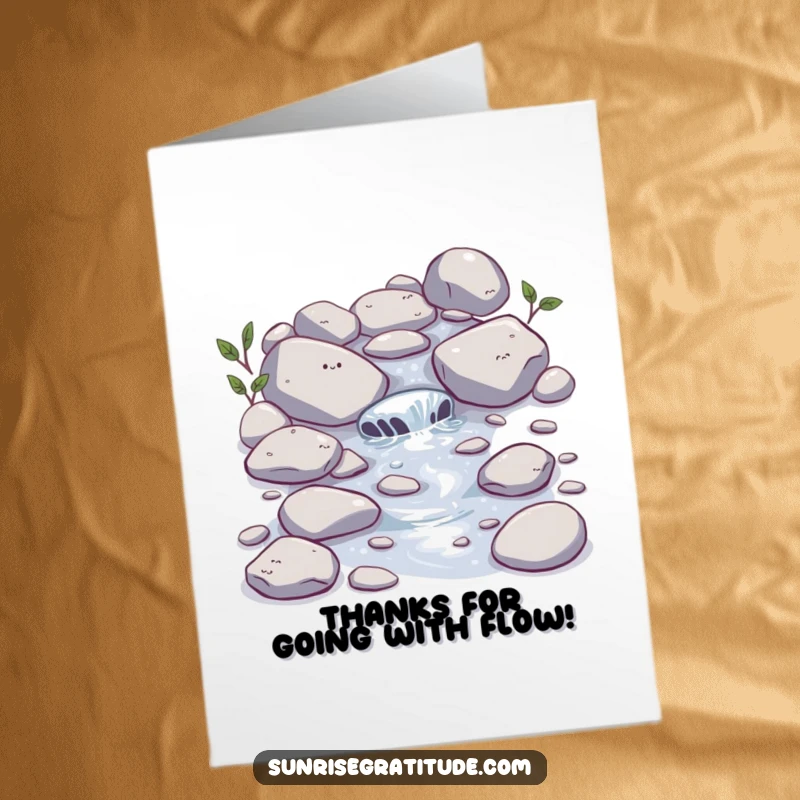 Cute Free Printable Thank You Card: Happy Stream Bubbling, Expressing Thanks, Nature Inspired, DIY Gift Idea