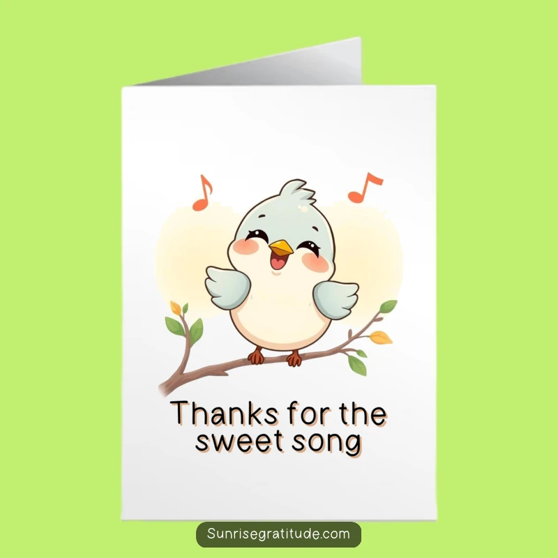 Free Printable Thank You Card: Sweet Bird Song, Downloadable Gratitude