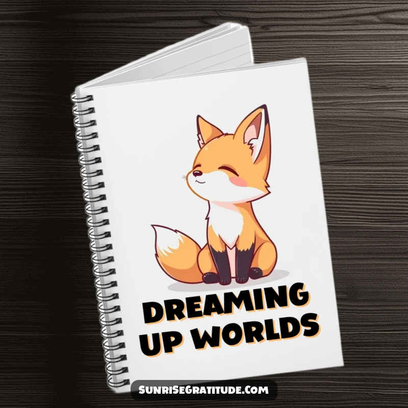 Funny notebook with a serene fox gazing peacefully at the horizon, perfect for journaling thoughts and adding humor.