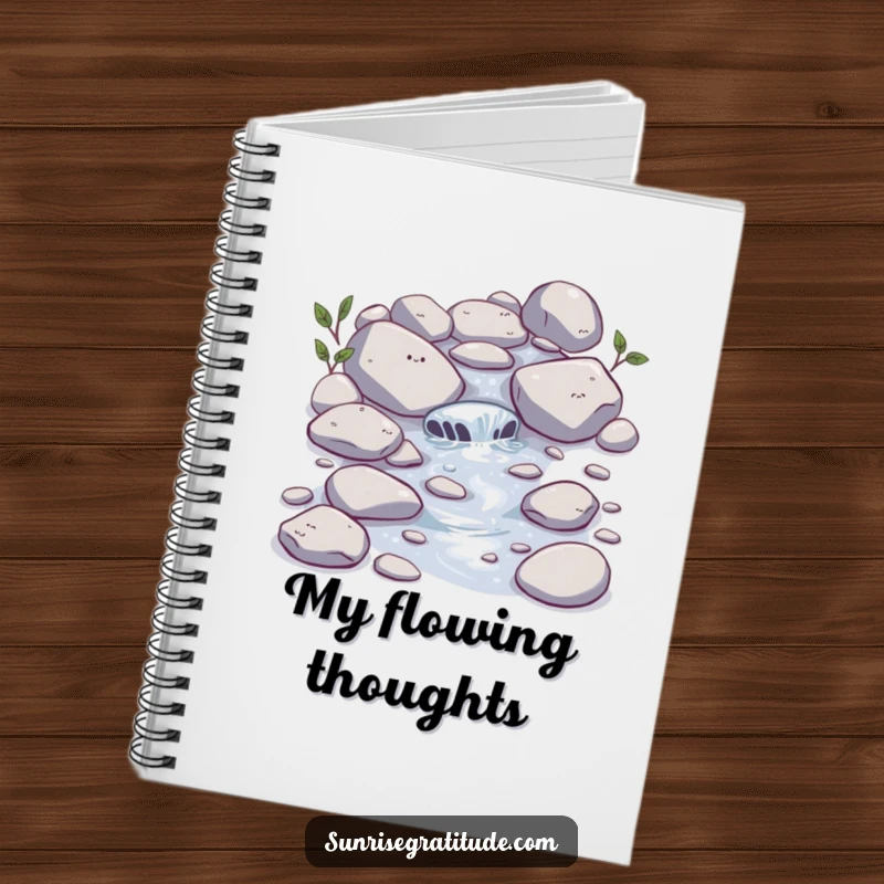 Funny Stream Notebook: A happy little stream bubbles over smooth stones, perfect for jotting down thoughts with natural peace.