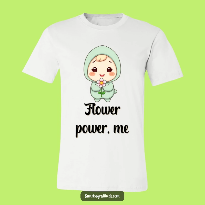 Funny Blooming Flower T-Shirt: Gleeful Character's Joyful Smile, Cute Funny Gift Tee