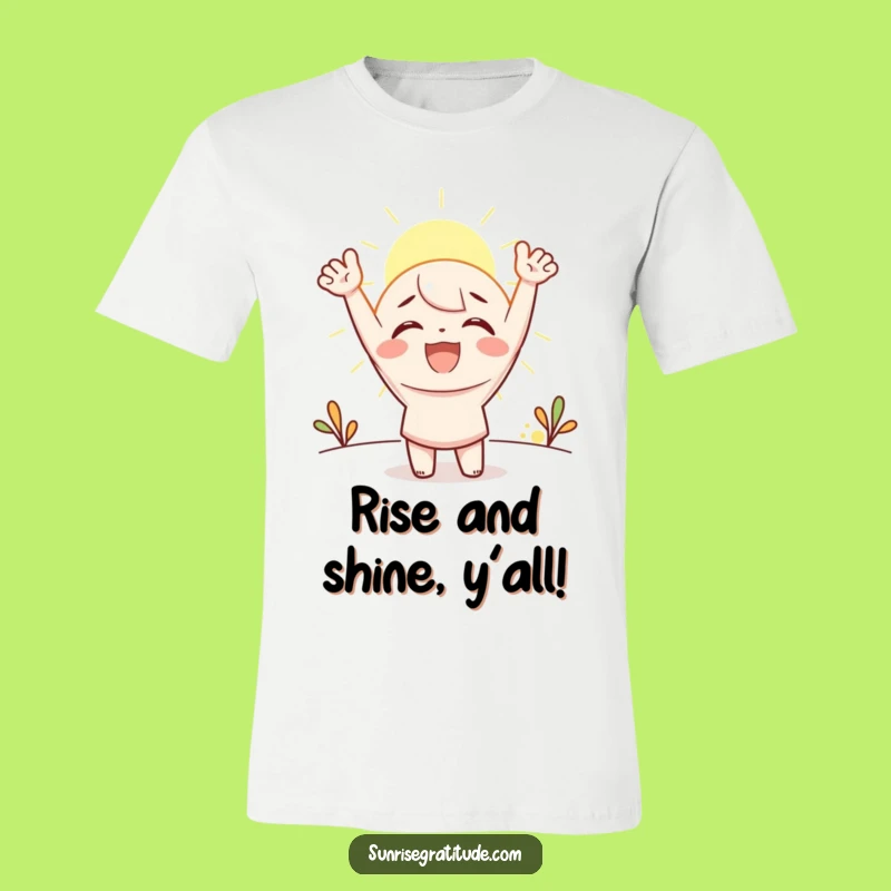Funny Joyous Sunrise T-Shirt: Cheerful Character Excited for a New Day