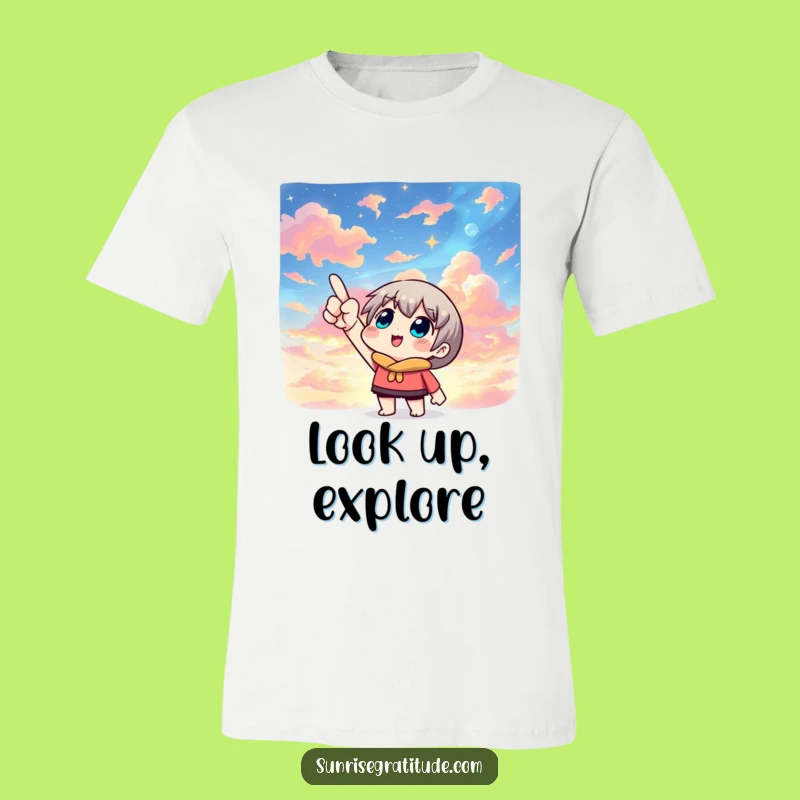 Skyward Pointing Tee: Colorful Sky Design, An Inspiring Funny Gift!