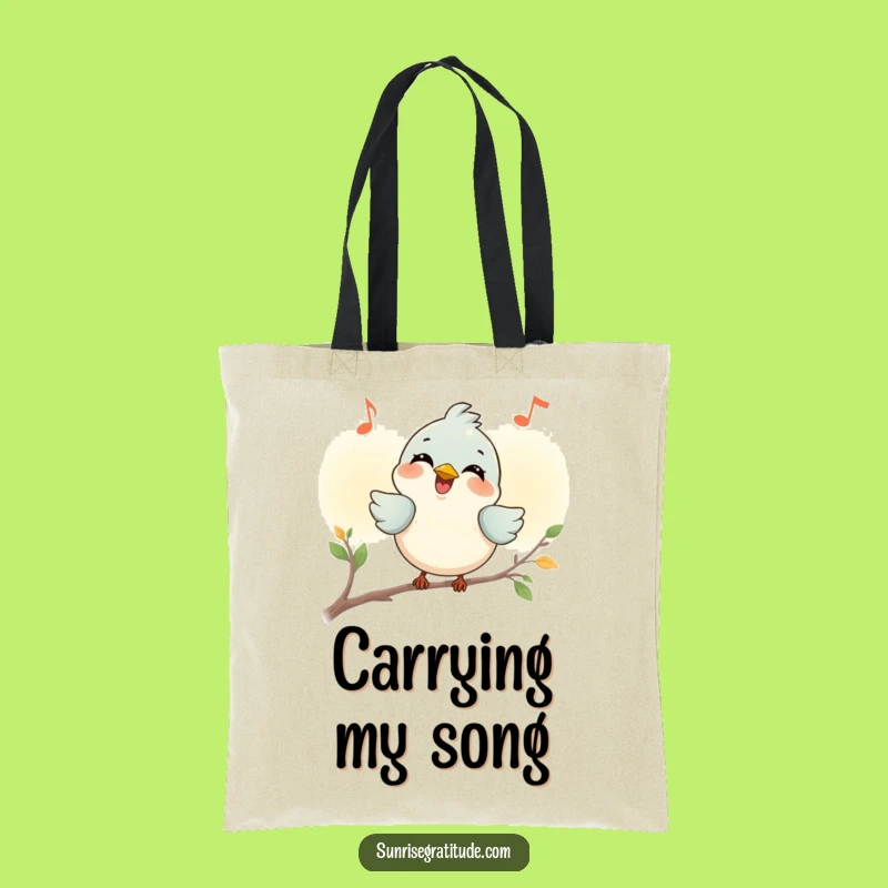 Funny Smiling Bird Tote Bag: Carry Joyful Dawn Tunes, Chic Humorous Gift for Melody Lovers