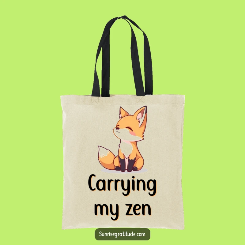 Funny Serene Fox Tote Bag: Peaceful Horizon Art Carryall, Stylish & Humorous Gift
