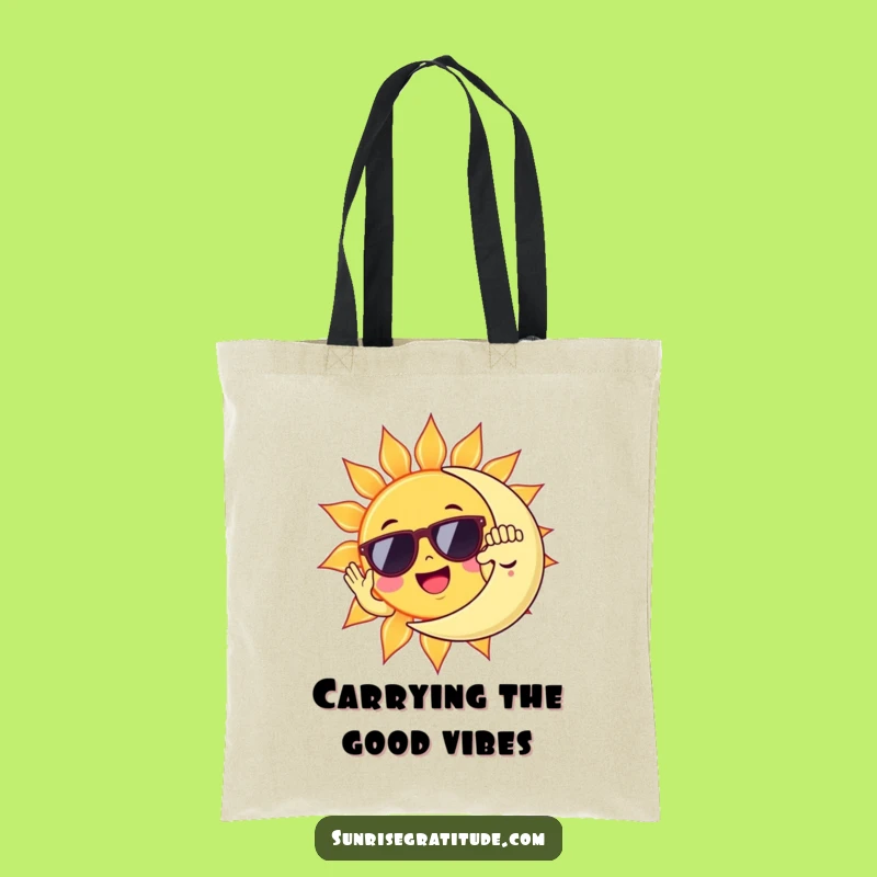Funny Sun & Moon High Five Tote Bag: Celestial Style, Unique Funny Gift